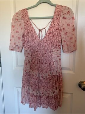 American Eagle Outfitters Dusty Pink Floral Tie-Back Mini Dress
